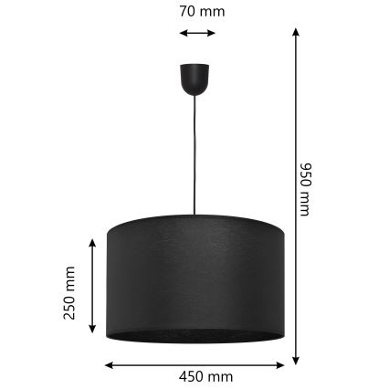 Chandelier on a string ALBA 1xE27/15W/230V d. 45 cm black
