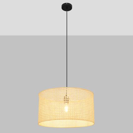 Chandelier on a string ALBA 1xE27/15W/230V d. 45 cm rattan/black