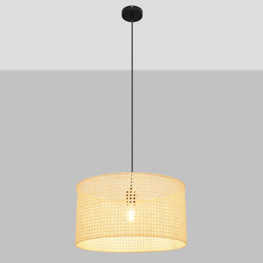 Chandelier on a string ALBA 1xE27/15W/230V d. 45 cm rattan/black