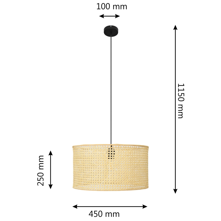 Chandelier on a string ALBA 1xE27/15W/230V d. 45 cm rattan/black