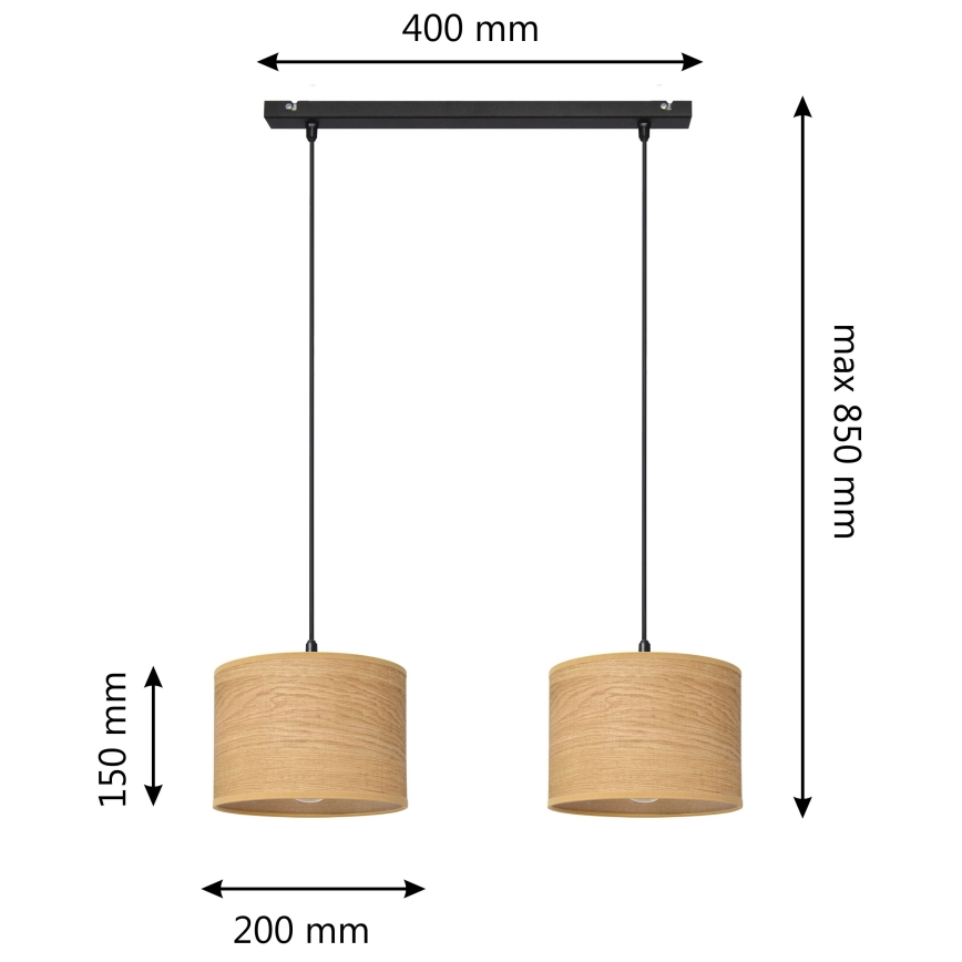 Chandelier on a string ALBA 2xE27/15W/230V brown/black