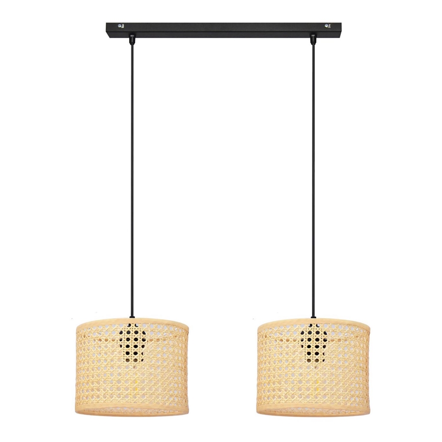 Chandelier on a string ALBA 2xE27/15W/230V rattan/black