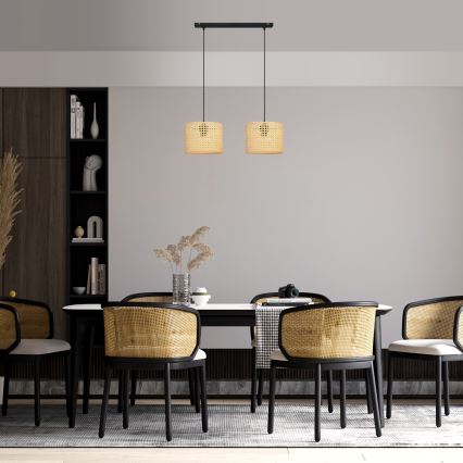 Chandelier on a string ALBA 2xE27/15W/230V rattan/black