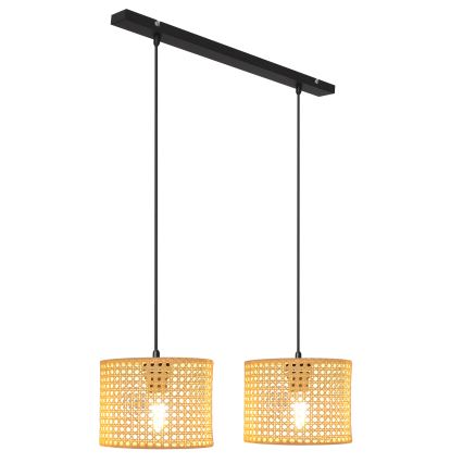 Chandelier on a string ALBA 2xE27/15W/230V rattan/black
