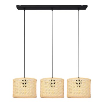 Chandelier on a string ALBA 3xE27/15W/230V rattan/black