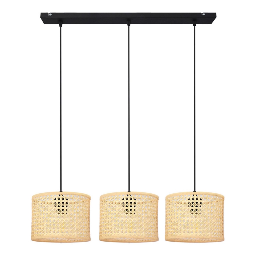 Chandelier on a string ALBA 3xE27/15W/230V rattan/black