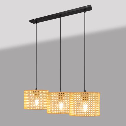 Chandelier on a string ALBA 3xE27/15W/230V rattan/black