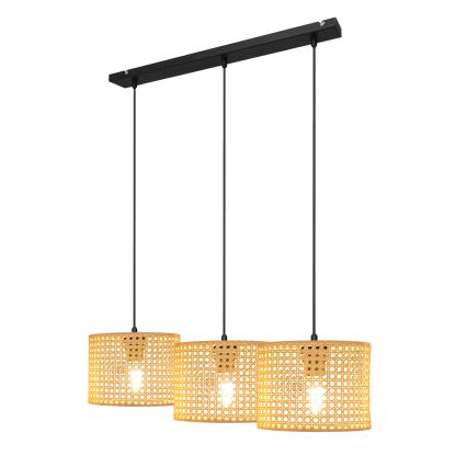 Chandelier on a string ALBA 3xE27/15W/230V rattan/black