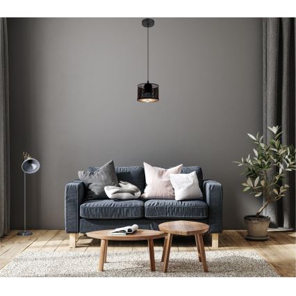 Chandelier on a string ALDO 1xE27/60W/230V d. 15 cm black