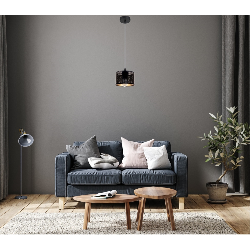 Chandelier on a string ALDO 1xE27/60W/230V d. 15 cm black