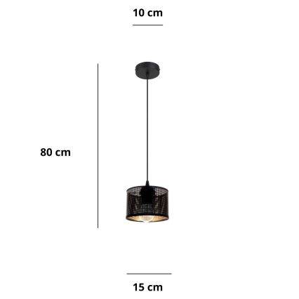 Chandelier on a string ALDO 1xE27/60W/230V d. 15 cm black