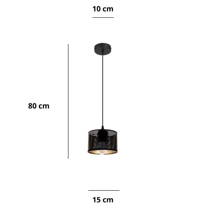 Chandelier on a string ALDO 1xE27/60W/230V d. 15 cm black