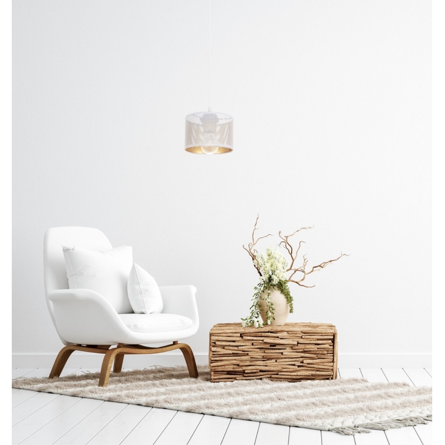Chandelier on a string ALDO 1xE27/60W/230V d. 15 cm white