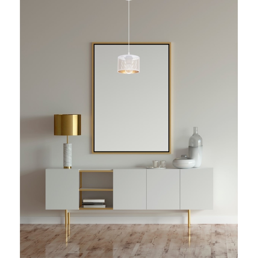 Chandelier on a string ALDO 1xE27/60W/230V d. 15 cm white