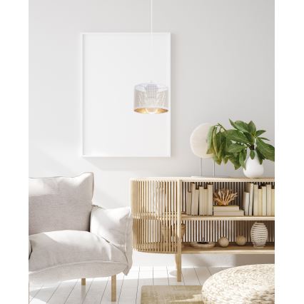 Chandelier on a string ALDO 1xE27/60W/230V d. 15 cm white