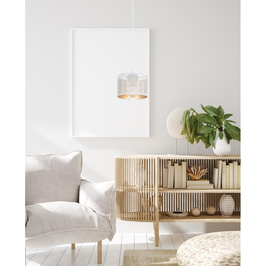 Chandelier on a string ALDO 1xE27/60W/230V d. 15 cm white