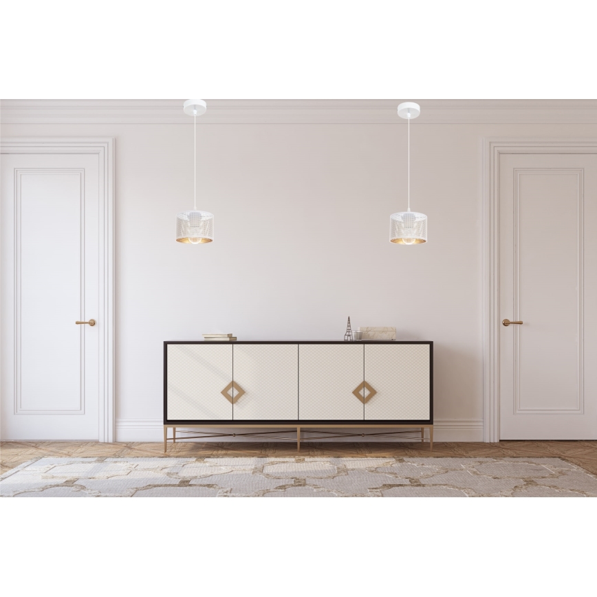 Chandelier on a string ALDO 1xE27/60W/230V d. 15 cm white