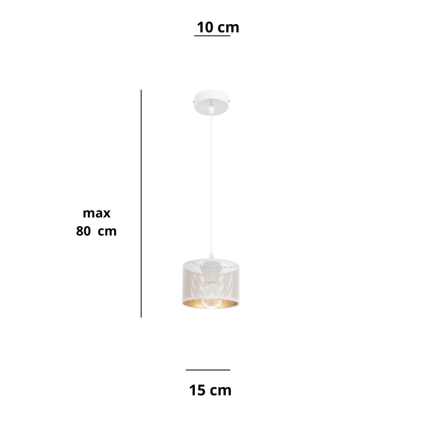 Chandelier on a string ALDO 1xE27/60W/230V d. 15 cm white