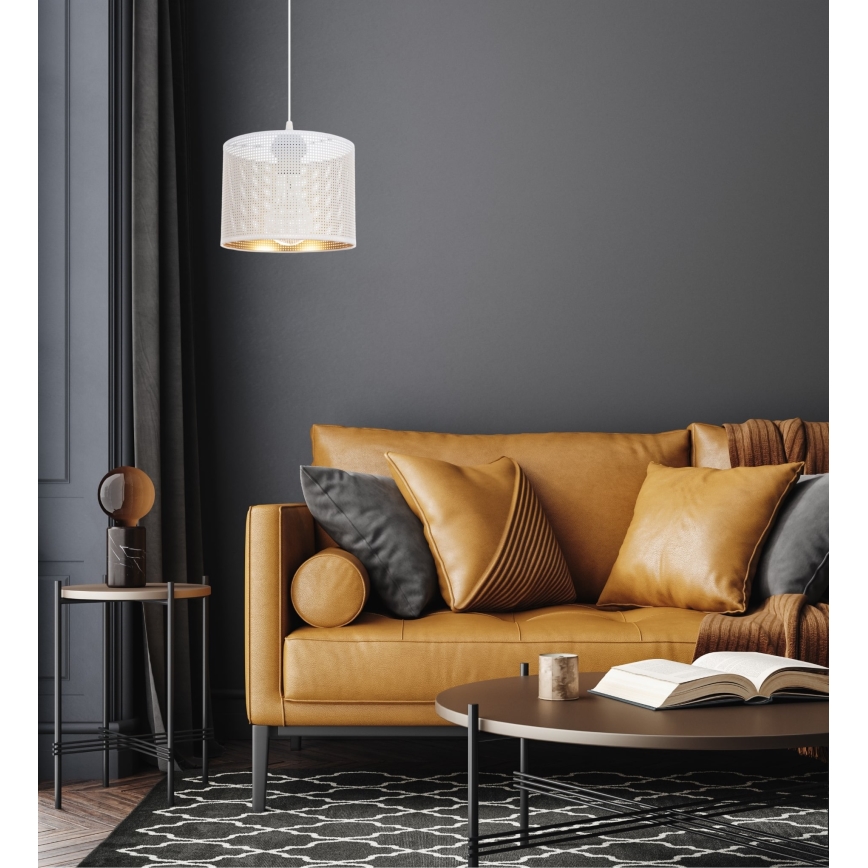 Chandelier on a string ALDO 1xE27/60W/230V d. 20 cm white
