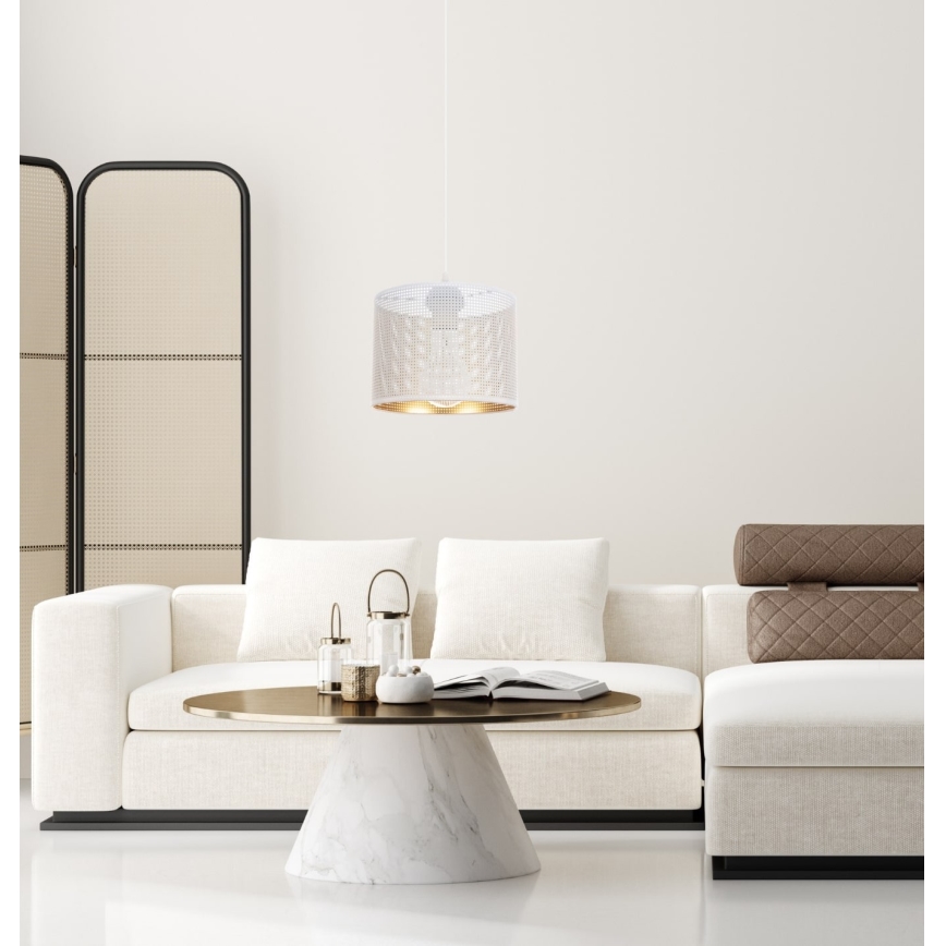 Chandelier on a string ALDO 1xE27/60W/230V d. 20 cm white