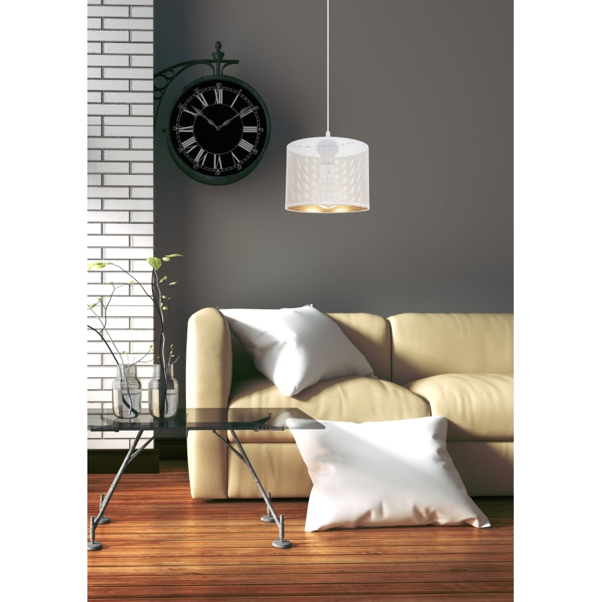 Chandelier on a string ALDO 1xE27/60W/230V d. 20 cm white