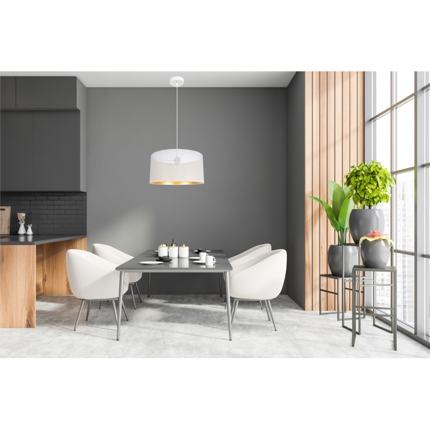 Chandelier on a string ALDO 1xE27/60W/230V d. 40 cm white