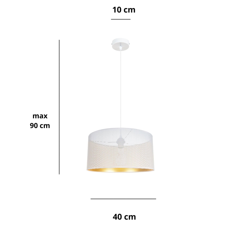 Chandelier on a string ALDO 1xE27/60W/230V d. 40 cm white