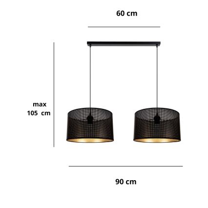 Chandelier on a string ALDO 2xE27/60W/230V black