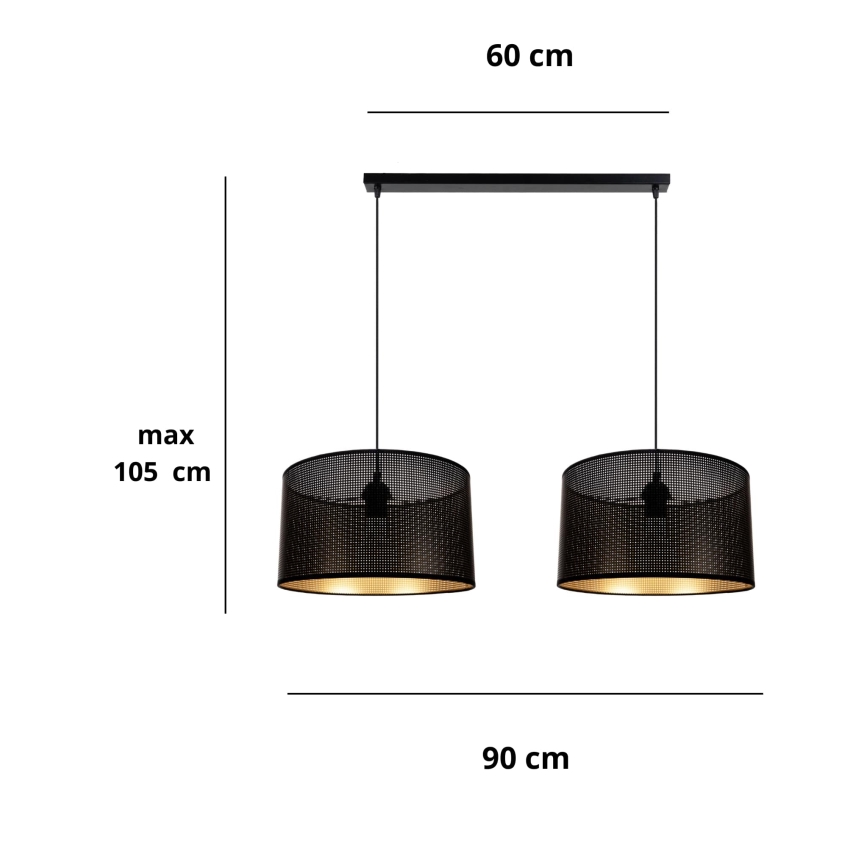 Chandelier on a string ALDO 2xE27/60W/230V black