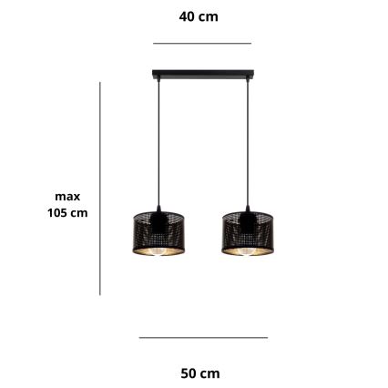 Chandelier on a string ALDO 2xE27/60W/230V black