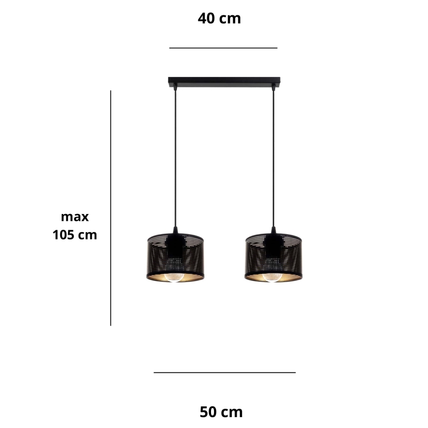 Chandelier on a string ALDO 2xE27/60W/230V black