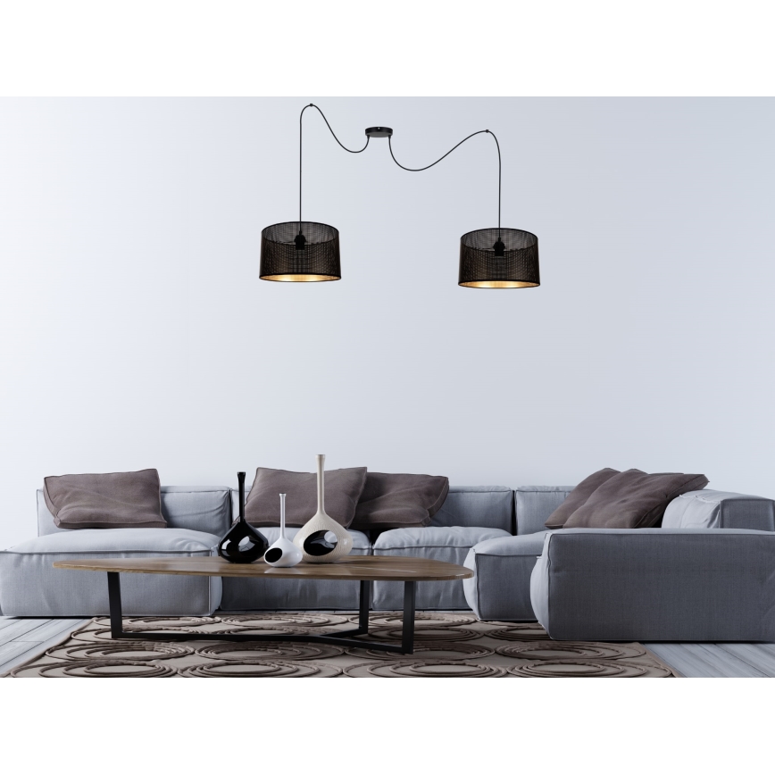 Chandelier on a string ALDO 2xE27/60W/230V spider black