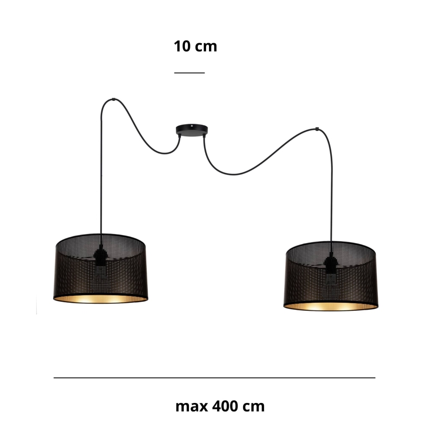 Chandelier on a string ALDO 2xE27/60W/230V spider black