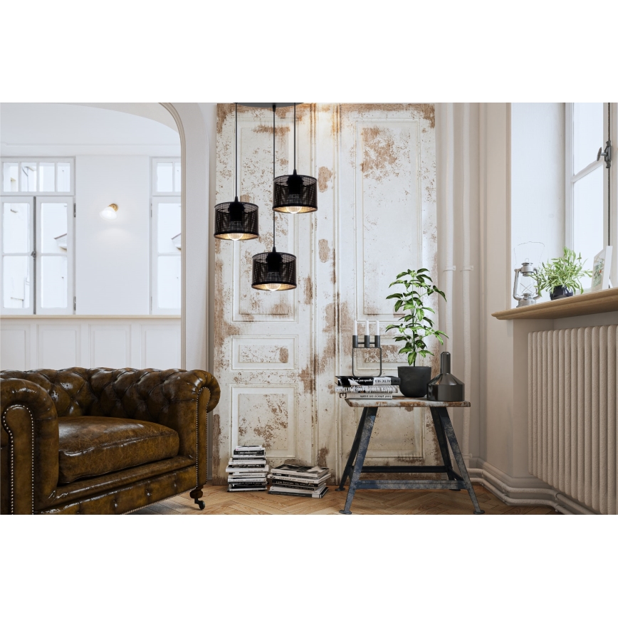 Chandelier on a string ALDO 3xE27/60W/230V d. 40 cm black