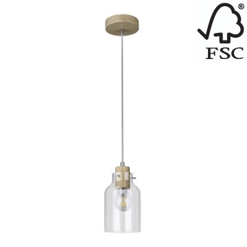 Chandelier on a string ALESSANDRO 1xE27/60W/230V oak - FSC certified