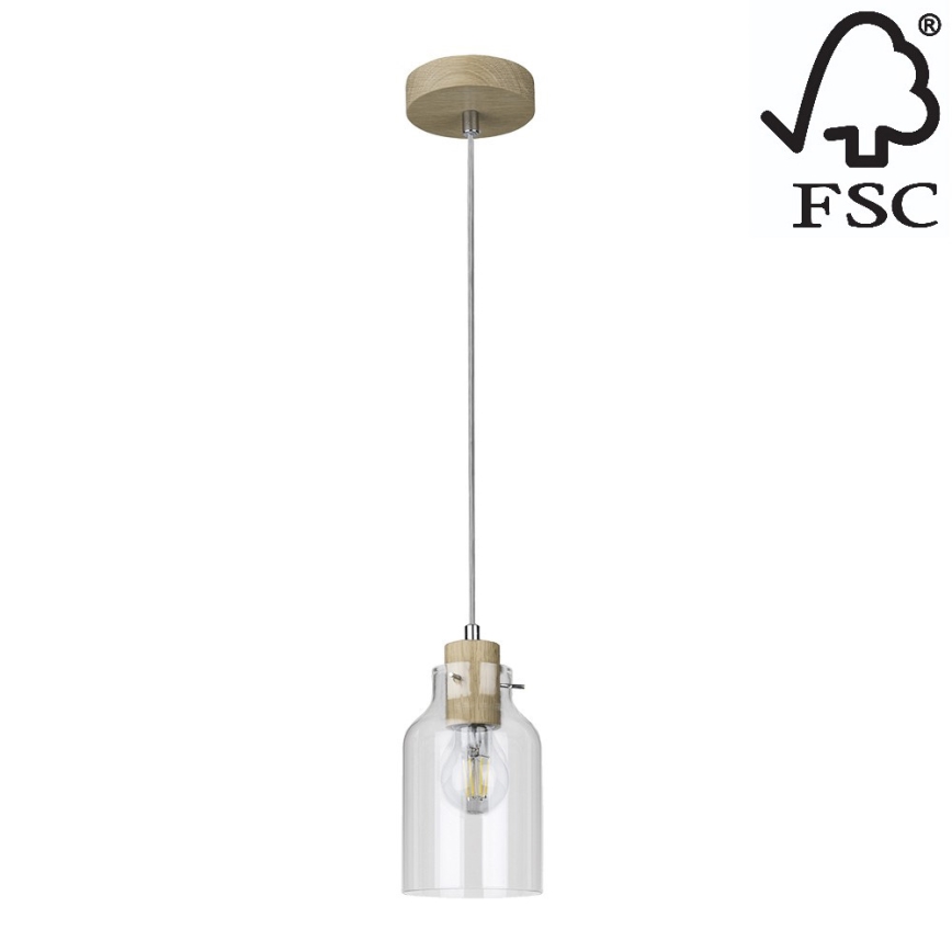 Chandelier on a string ALESSANDRO 1xE27/60W/230V oak - FSC certified