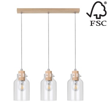 Chandelier on a string ALESSANDRO 3xE27/60W/230V oak - FSC certified