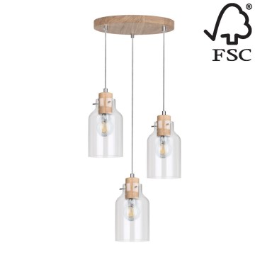 Chandelier on a string ALESSANDRO 3xE27/60W/230V oak - FSC certified