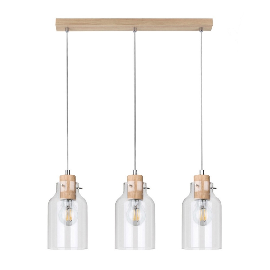 Chandelier on a string ALESSANDRO 3xE27/60W/230V oak