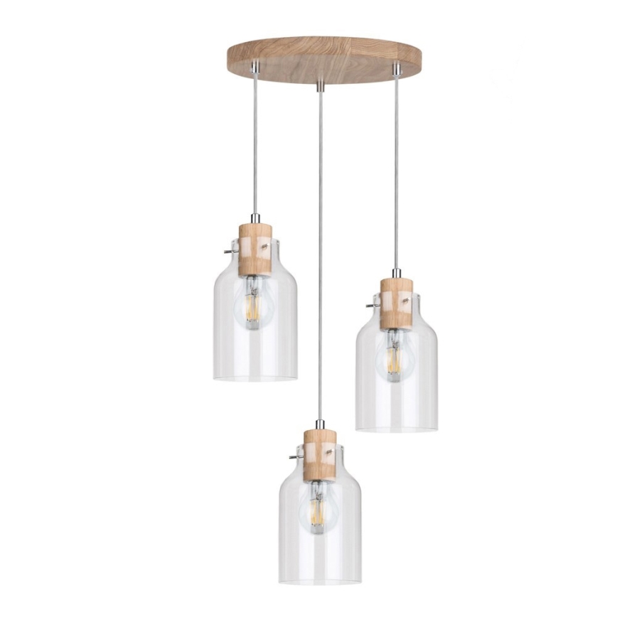 Chandelier on a string ALESSANDRO 3xE27/60W/230V oak