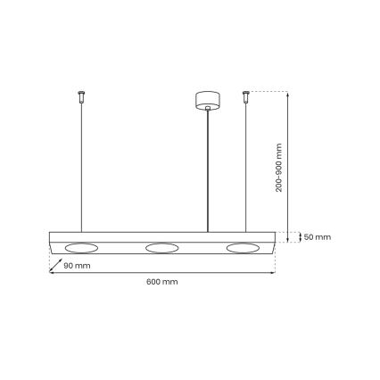 Chandelier on a string ALEXANDER 3xGX53/12W/230V black