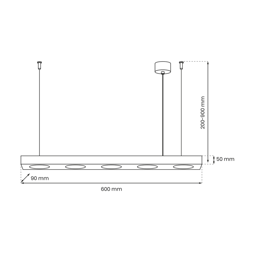 Chandelier on a string ALEXANDER 5xGX53/12W/230V black