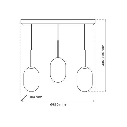 Chandelier on a string ALIAS 3xE14/40W/230V black/grey