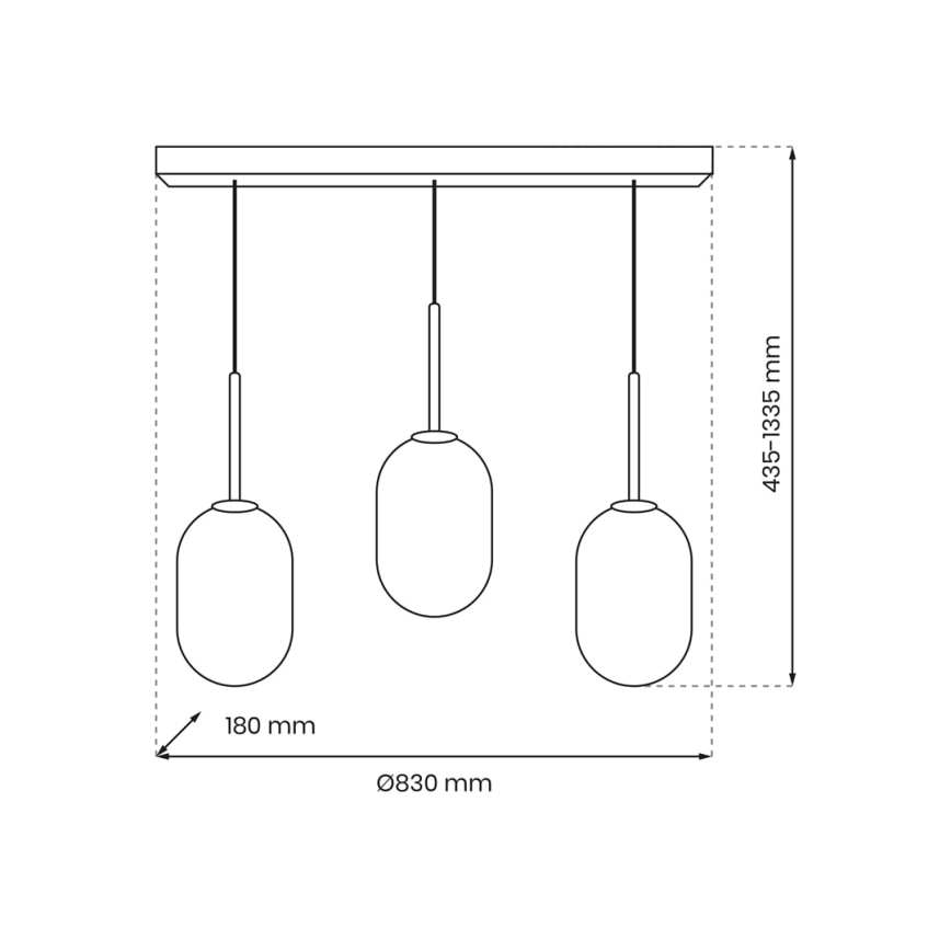 Chandelier on a string ALIAS 3xE14/40W/230V black/grey