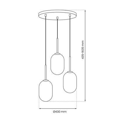 Chandelier on a string ALIAS 3xE14/40W/230V black/grey