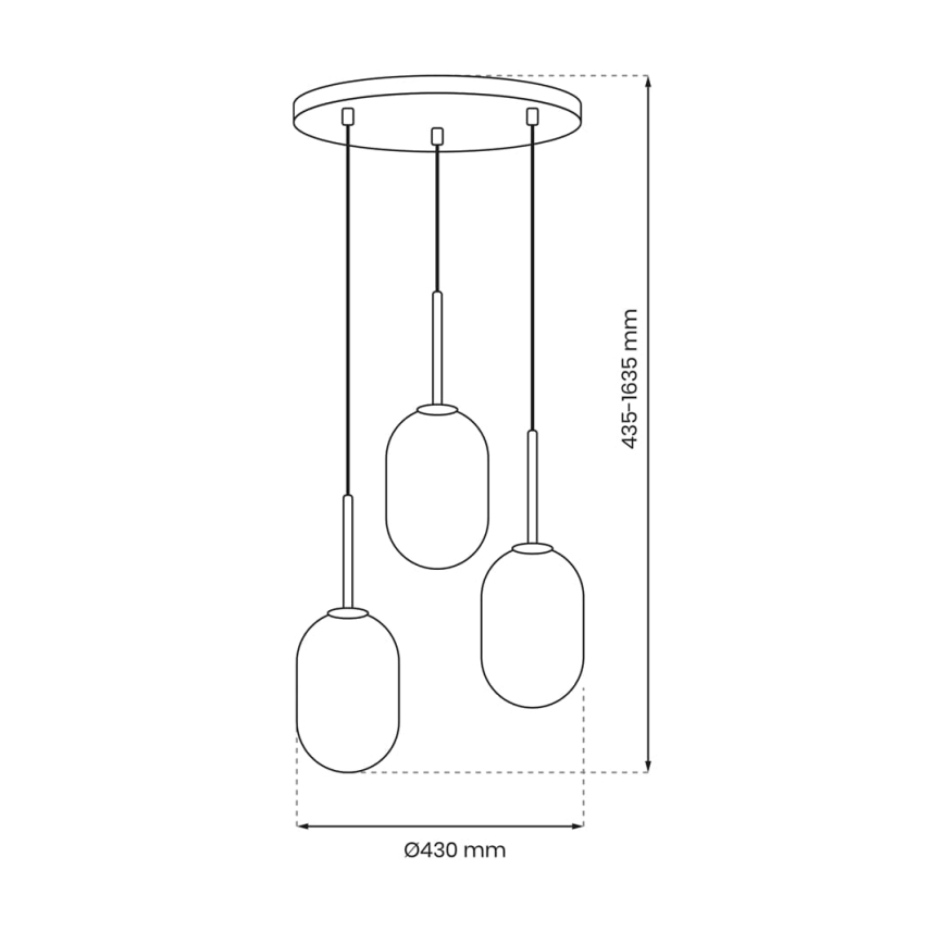 Chandelier on a string ALIAS 3xE14/40W/230V black/grey
