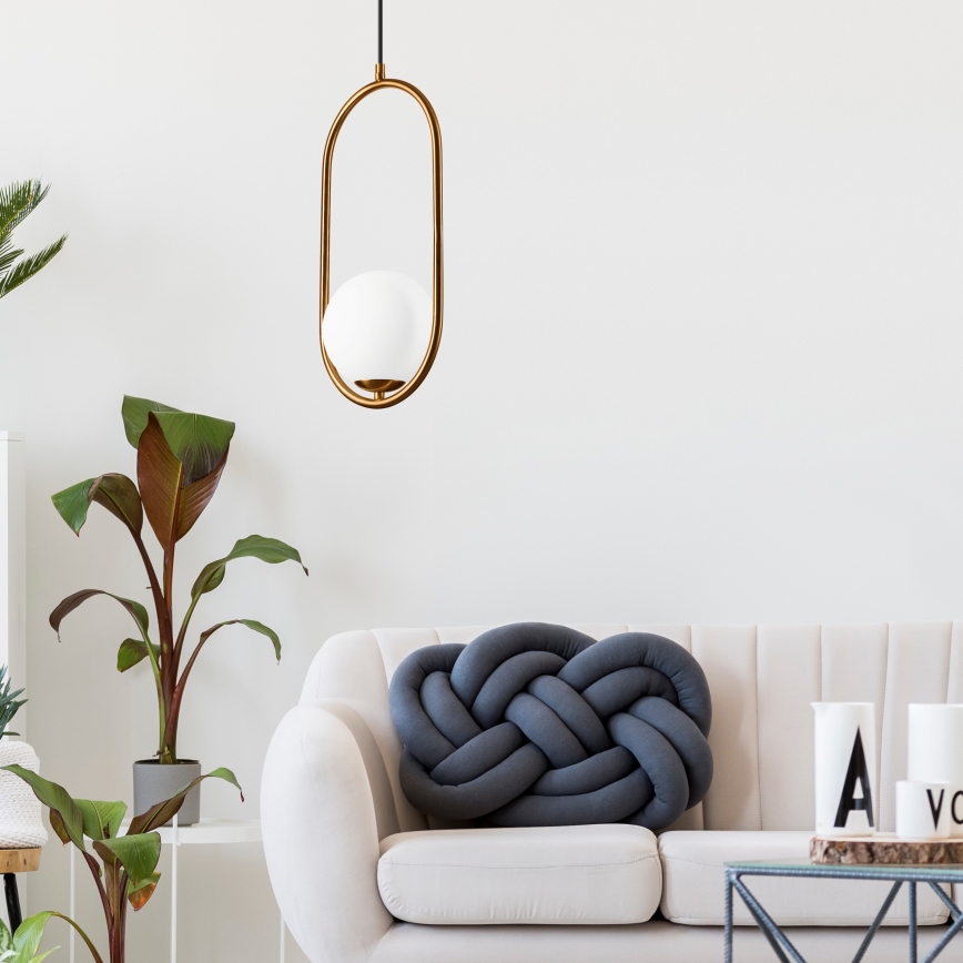 Chandelier on a string AMBER 1xG9/5W/230V 140 cm
