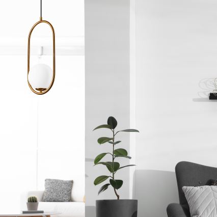 Chandelier on a string AMBER 1xG9/5W/230V 140 cm