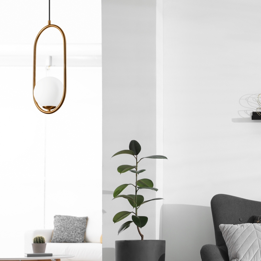 Chandelier on a string AMBER 1xG9/5W/230V 140 cm