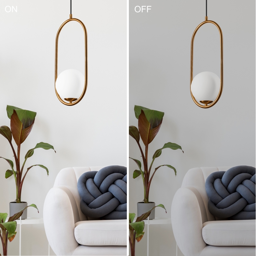 Chandelier on a string AMBER 1xG9/5W/230V 140 cm
